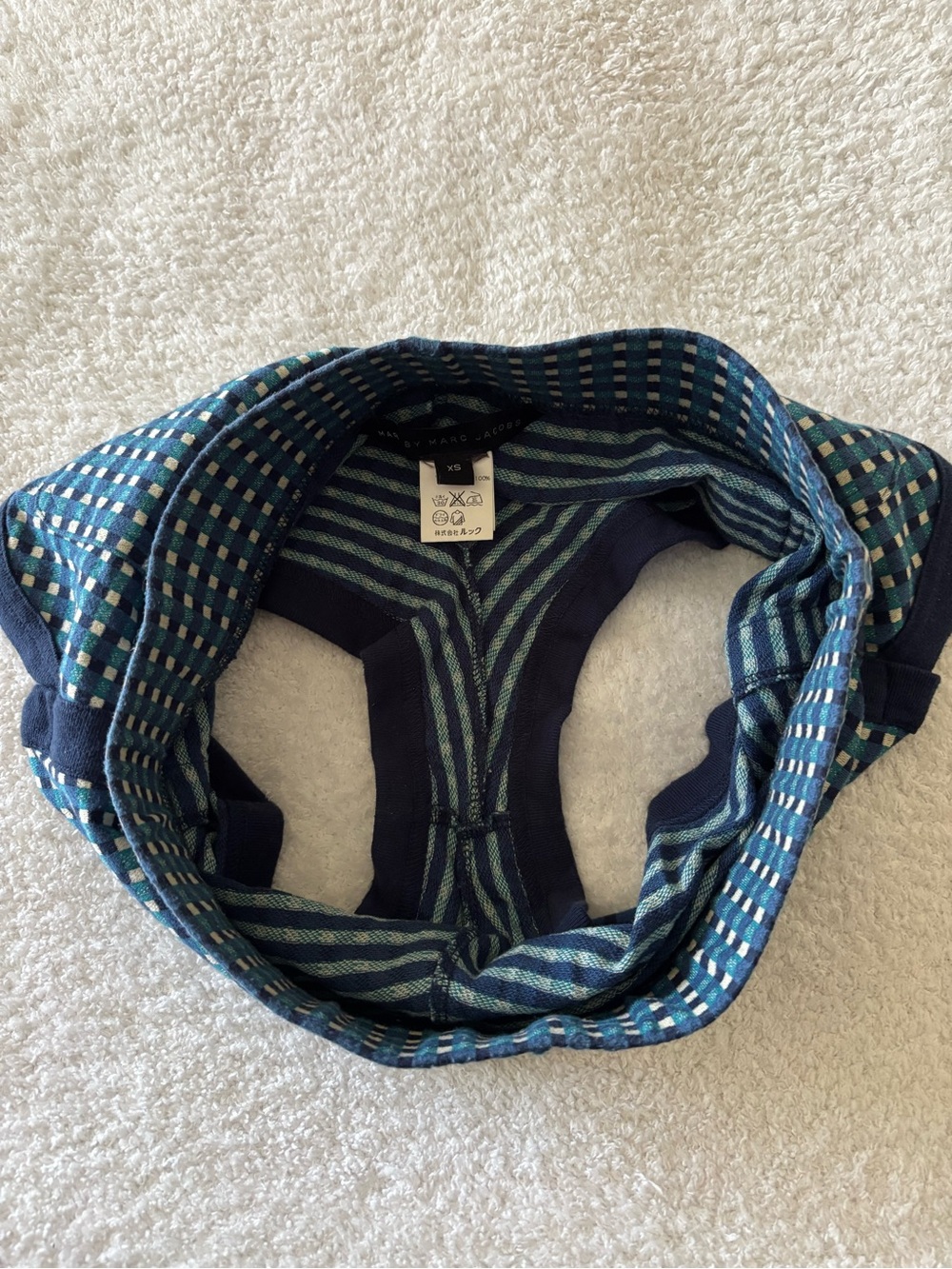 Marc By Marc Jacobs Navy and Teal Gingham Athletic Shorts - Picture 7 of 8
